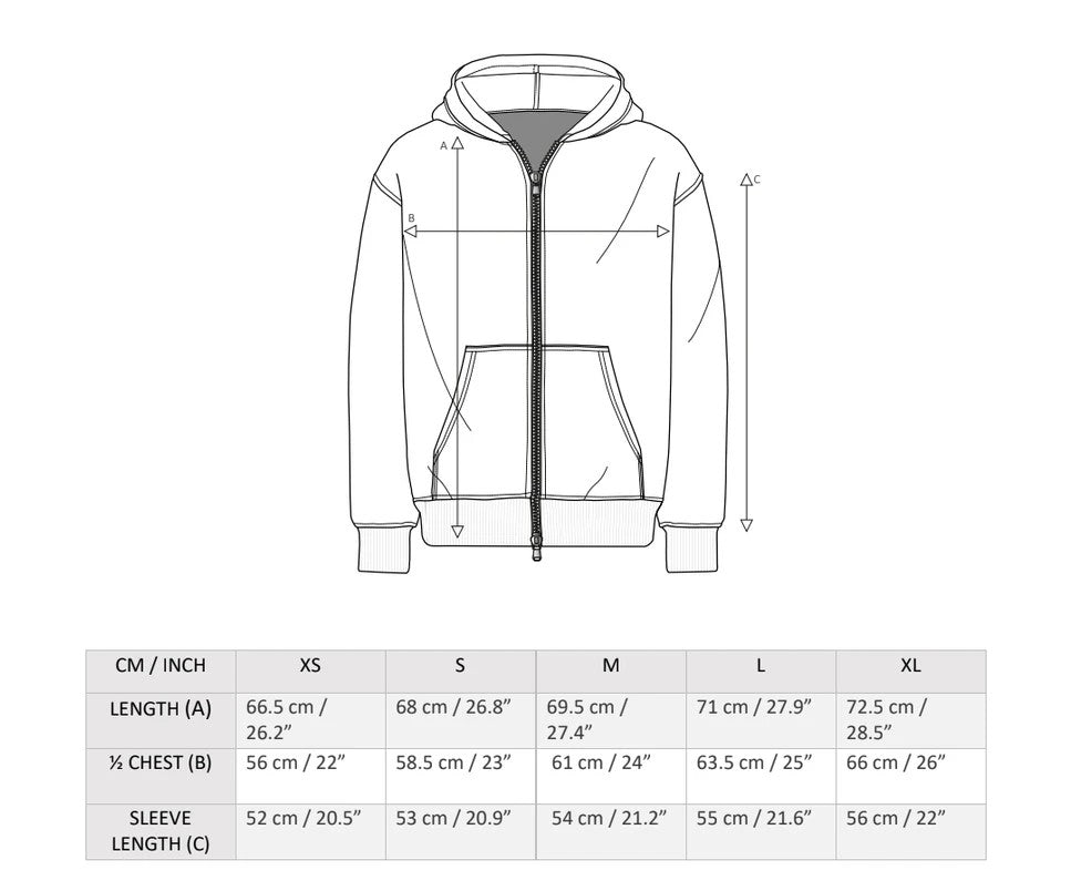 Sudadera Zip Hoodie 600 GSM “Con Love” Washed Grey UNISEX